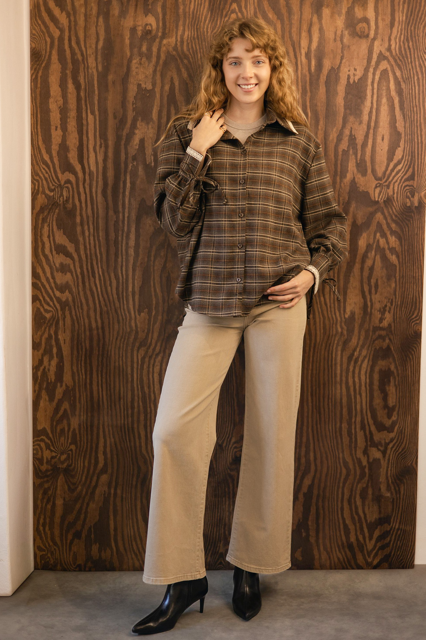 Amelie Koszula damska w kratę Amelie khaki - obrazek 1