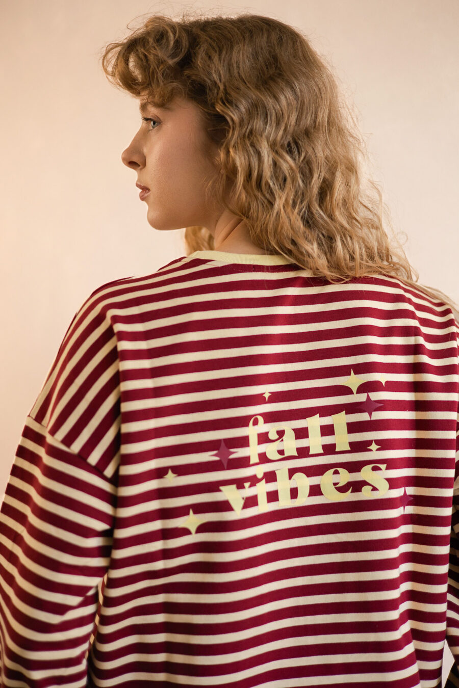 Bluza longsleeve w paski z bawełny bordowa